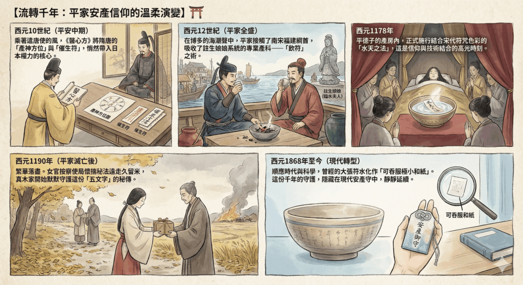 根據《筑後國史》《筑後地風土記》描述，水天宮符咒、符水的起源