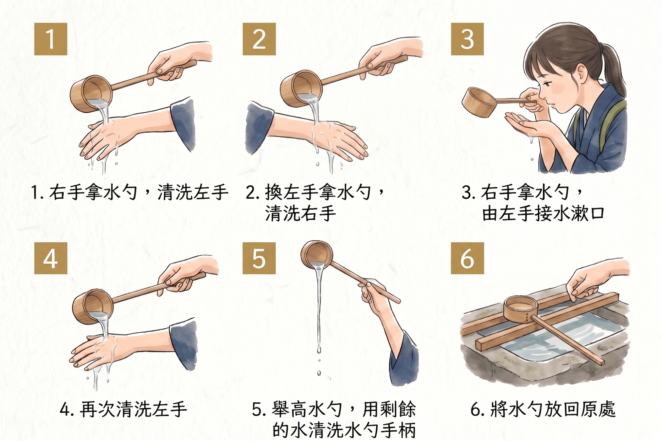 ▲神社參拜前，正確的洗手流程